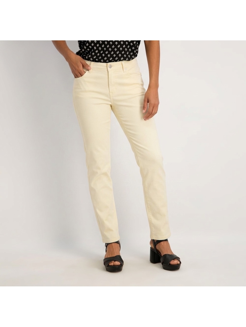 Fabrizio Gianni Cotton Twill Stretch Slim Straight Jeans – Ivory Size 8 EUC